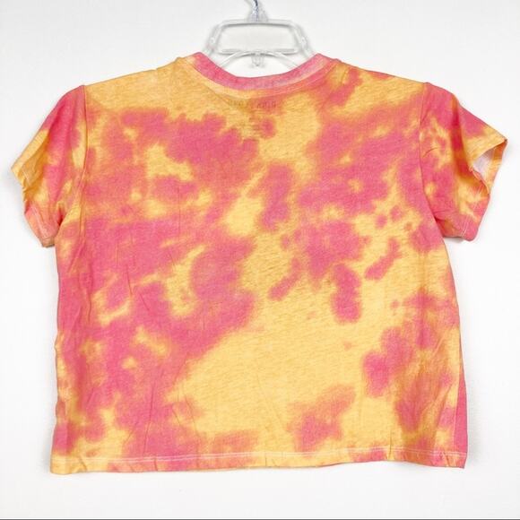 Pink Floyd Pink Yellow Tie Dye Cropped Graphic Tee Sz S - Picture 4 of 5
